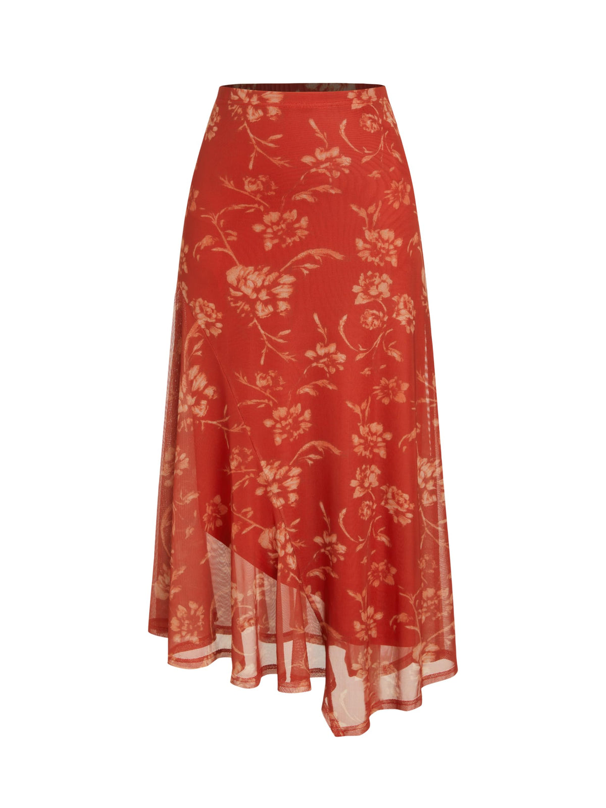 CIDER Skirts for Women Floral Mesh Maxi Asymmetrical Long Western Skirt