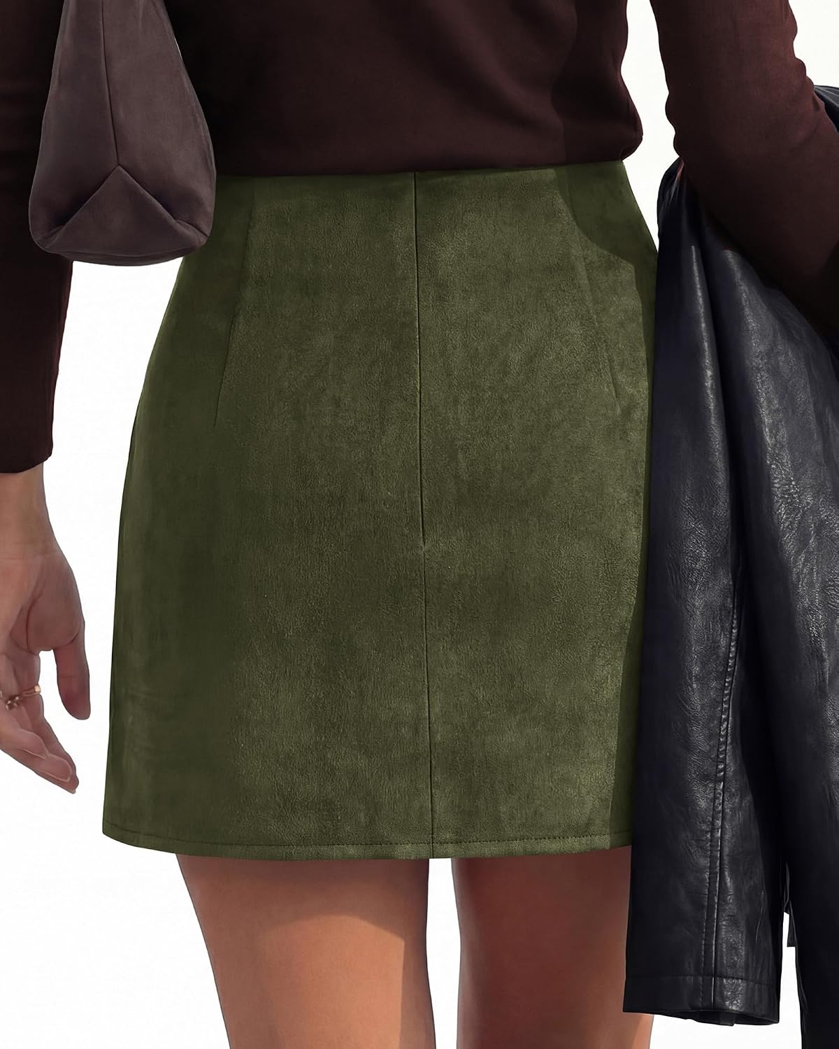 BTFBM Faux Suede Mini Skirts for Women Ruched Wrap Skorts