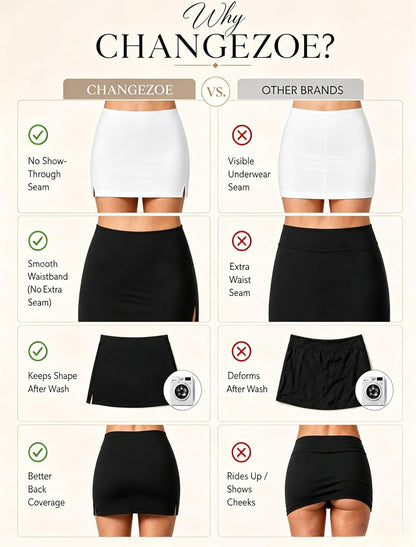 Women's Low Rise Stretch Mini Skort with Shorts Bodycon Skirt