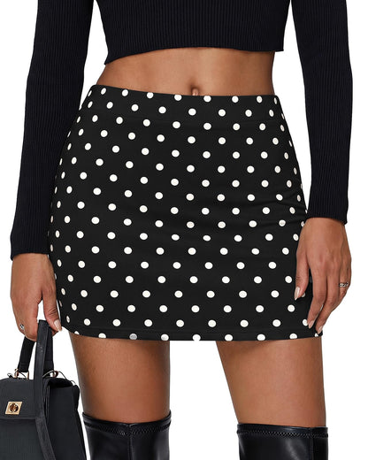 Women's Black High Waisted Mini Skorts Bodycon Skirts with Shorts
