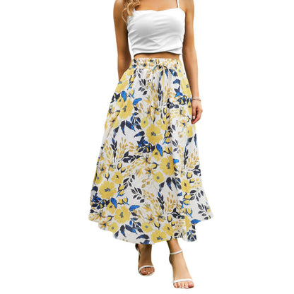 Abaadlw Maxi Skirts for Women with Pockets Long Midi Length
