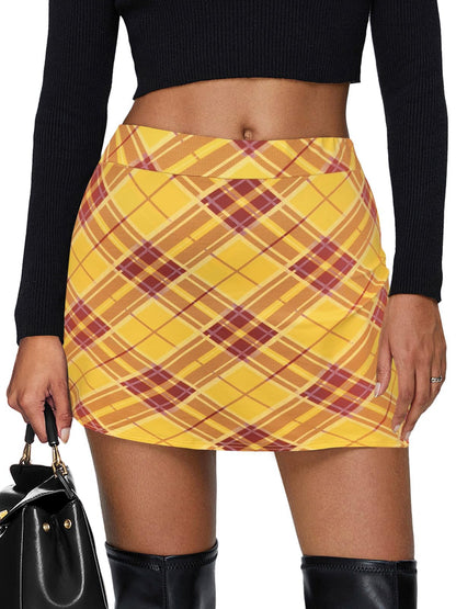 Women's Black High Waisted Mini Skorts Bodycon Skirts with Shorts