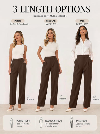 LILLUSORY Womens Tapered Stretchy High Waisted Dress Work Pants