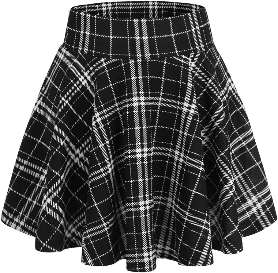 DJT Fashion Shorts for Women Basic Versatile Skorts Casual Stretchy Flared Skater Golf Tennis Mini Skirts with Shorts