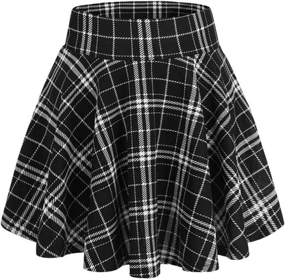 DJT Fashion Shorts for Women Basic Versatile Skorts Casual Stretchy Flared Skater Golf Tennis Mini Skirts with Shorts