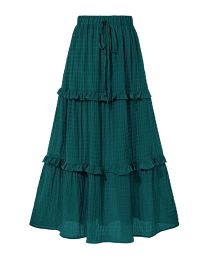 BTFBM Casual Solid Maxi Skirt Fall Clothes Flared A-Line Skirts for Women