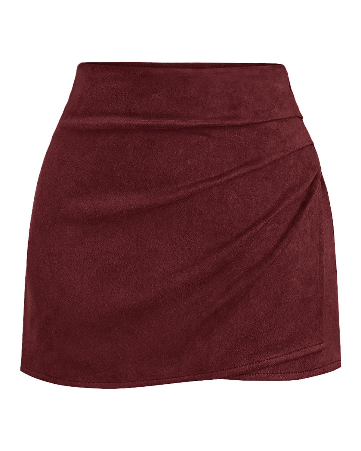 BTFBM Faux Suede Mini Skirts for Women Ruched Wrap Skorts