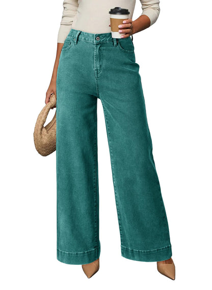 Dokotoo Women's Casual High Waisted Jeans Stretch Wide Leg Loose Denim Pant