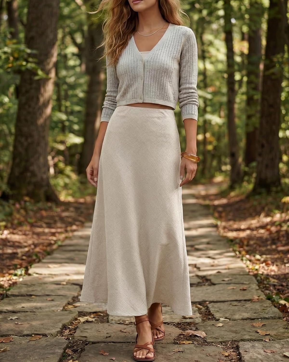 Women's Linen Maxi Skirt High Waisted White Long Skirts for Women