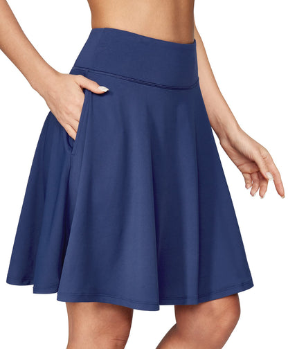 20'' Knee Length Skorts for Women with Pockets Skirt with Shorts Underneath
