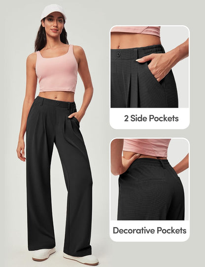 Wide Leg Dress Pants for Women Pull on Work Pants Business Casual Outfits