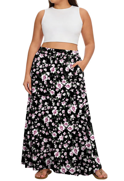 Yincro Womens Plus Size Maxi Skirt Casual A-line Flowy Long Skirts XL-5XL