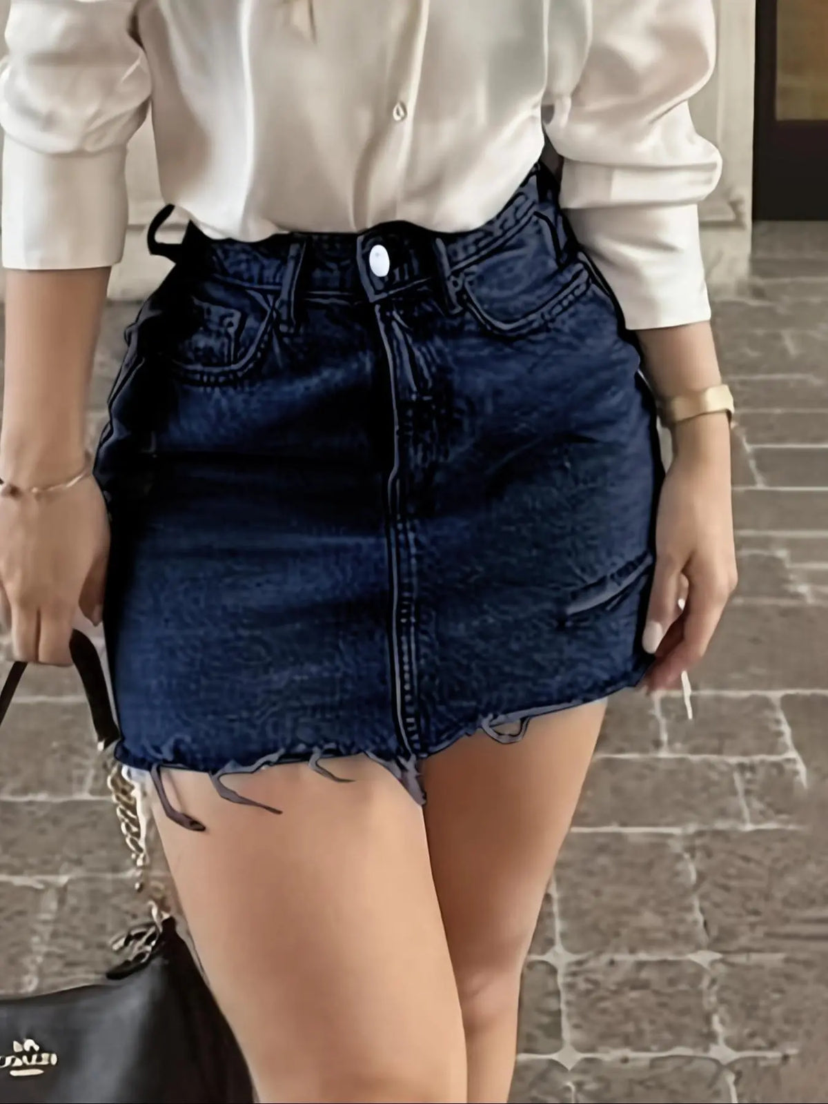 Women's High-Waisted Button-Front Denim Skirt, Light Wash Short Skirt, Comfortable Fit, All-Season Elegant Chic Fashionable Fit Bottom, Mini Skirts