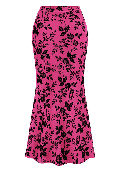 BTFBM Womens Floral Mesh Maxi Skirts