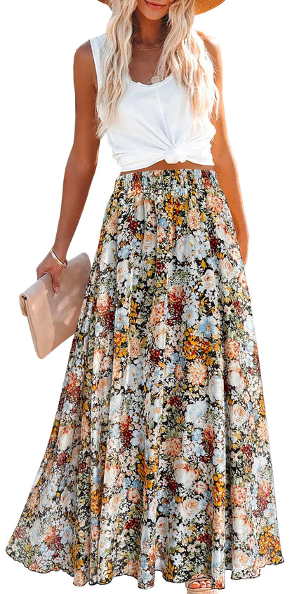 Afibi Women Full/Ankle Length Blending Maxi Chiffon Long Skirt Beach Skirt