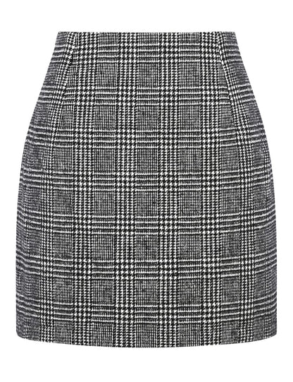 IDEALSANXUN Womens High Waist Plaid Skirt Bodycon Pencil Wool Mini Skirts