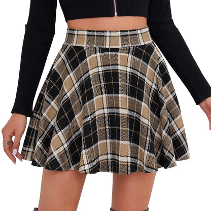 DJT Fashion Shorts for Women Basic Versatile Skorts Casual Stretchy Flared Skater Golf Tennis Mini Skirts with Shorts