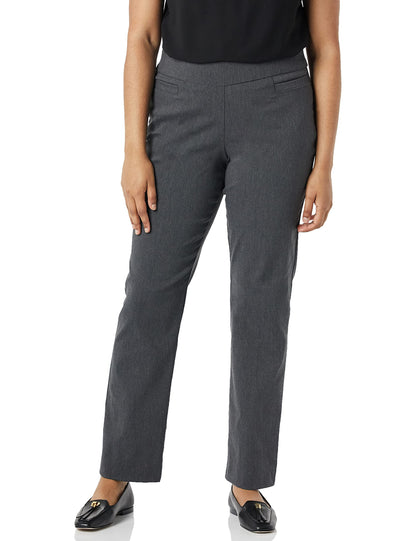 Briggs New York Women’s Pull On Dress Pants 4 Pockets Straight Leg Stretchy Office Casual Work Slacks