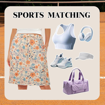 Skorts for Women with Pockets Knee Length Skirts with Shorts Underneath