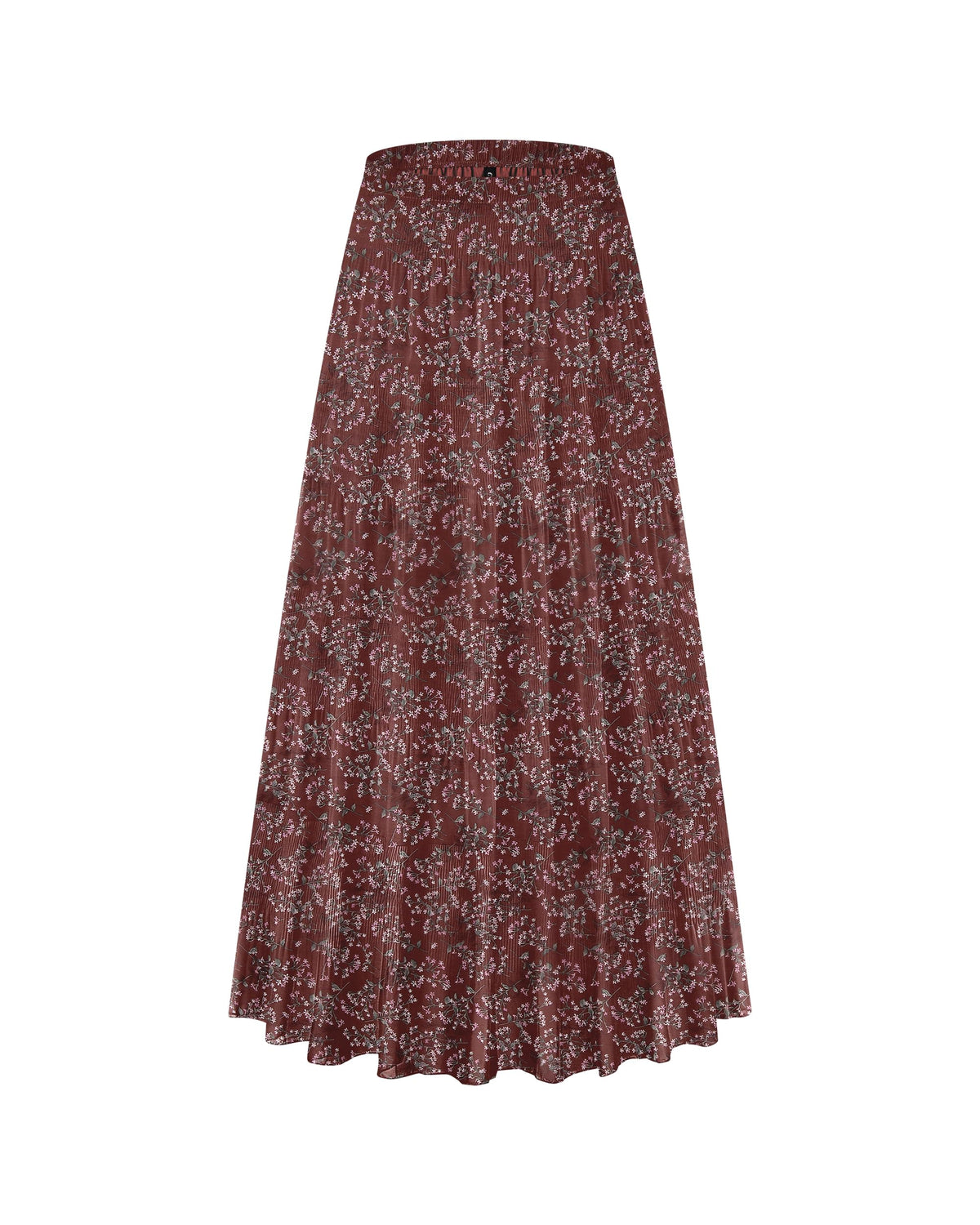 CYiNu Women's Chiffon Elastic High Waist Tiered Pleated Floral Printed A-Line Boho Long Maxi Skirts