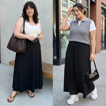 Yincro Womens Plus Size Maxi Skirt Casual A-line Flowy Long Skirts XL-5XL