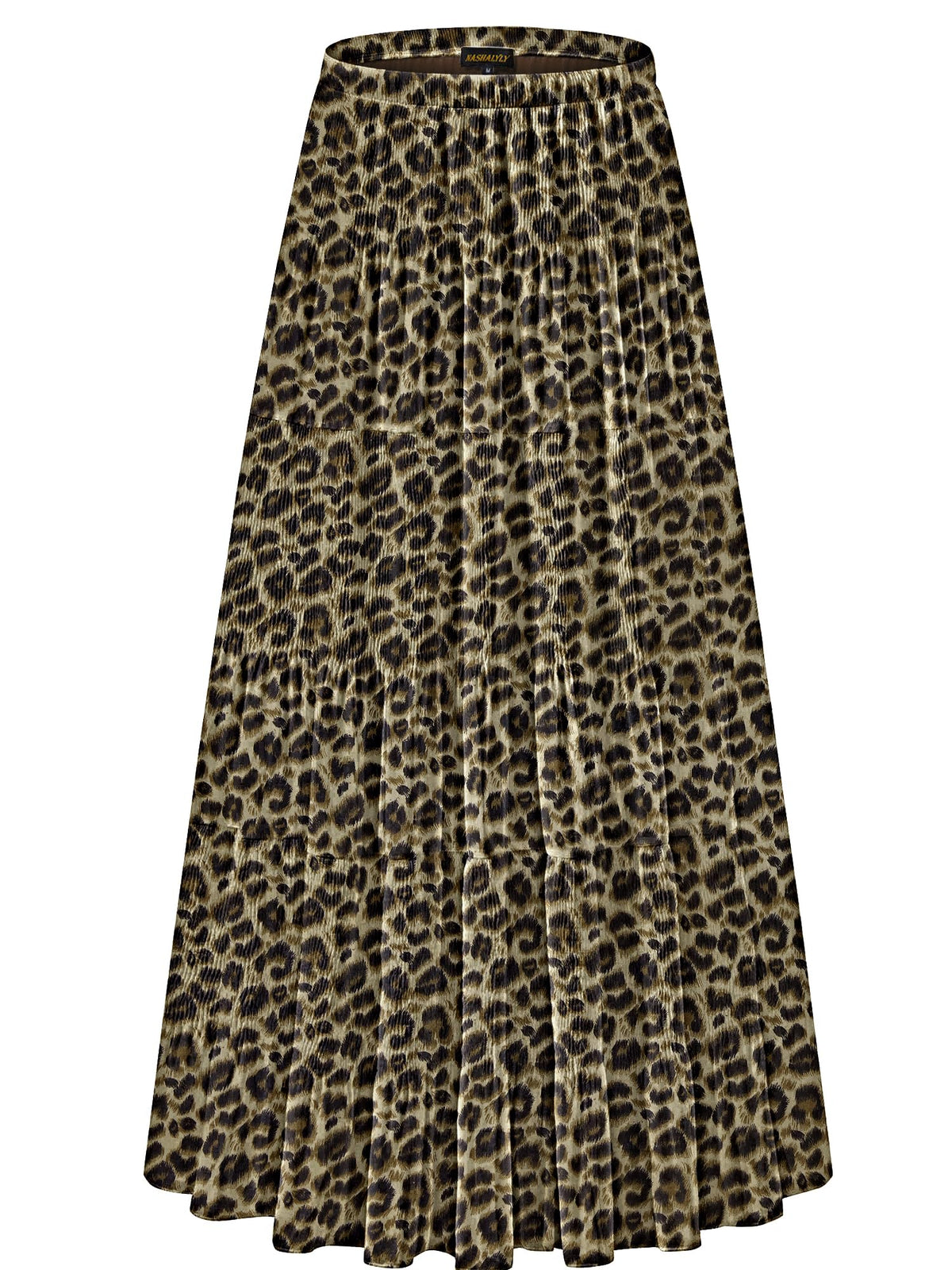 NASHALYLY Women's Chiffon Elastic High Waist Pleated A-Line Maxi Skirts