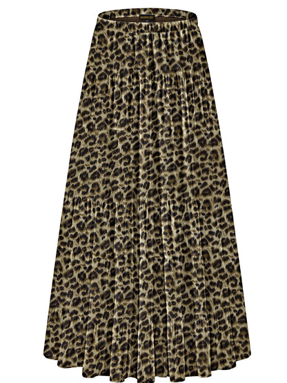 NASHALYLY Women's Chiffon Elastic High Waist Pleated A-Line Maxi Skirts