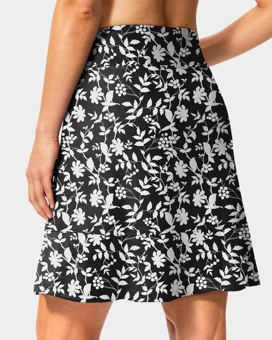 Viodia Women's 20'' Long Swim Skirt High Waisted Knee Length Ruffle Skort