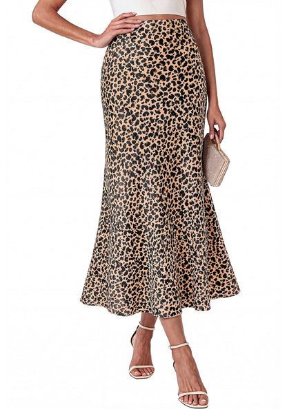 BTFBM Silk Midi Skirts for Women 2026 Summer Fall