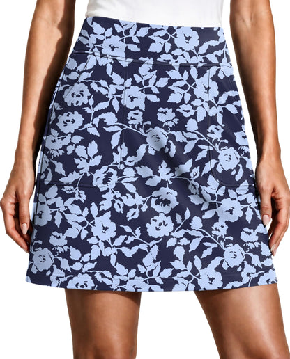 PINSPARK 17" Golf Skorts for Woman High Waisted Tennis Skirt with 4 Pockets
