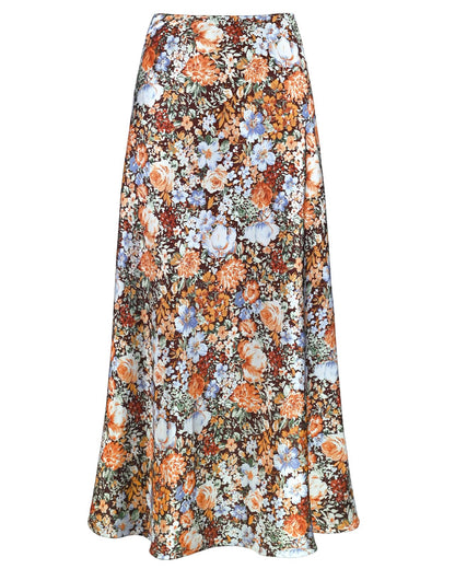 Outoshe Women's Satin High Waisted Maxi Skirts A Line Silk Long Skirt