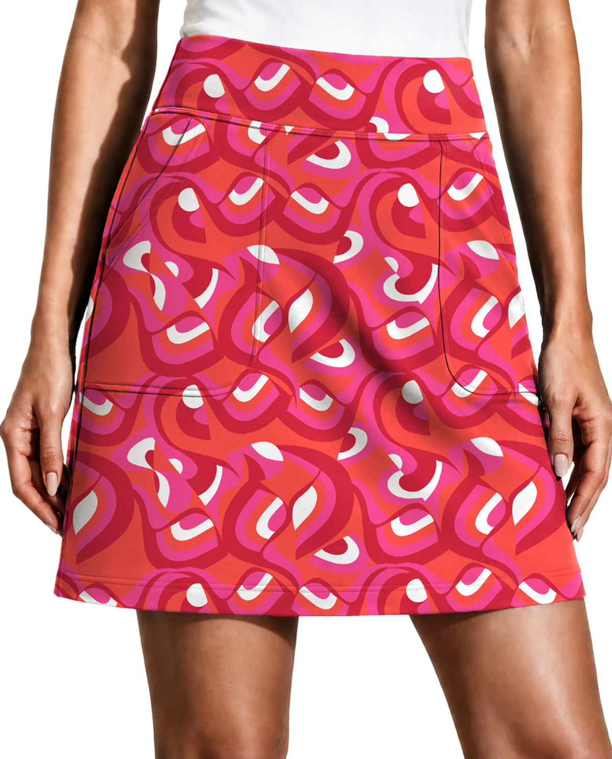 PINSPARK 17" Golf Skorts for Woman High Waisted Tennis Skirt with 4 Pockets
