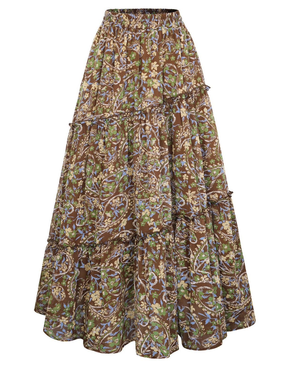 Scarlet Darkness Patchwork Tiered Maxi Renaissance Boho Skirt with Pockets