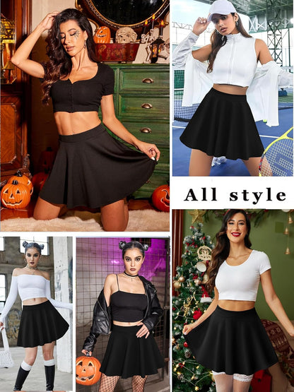 Zeagoo Women's Skirt Basic Mini Skater Skirt 2026 Summer Skirts Stretchable High Waist A-Line Party Club Skirts