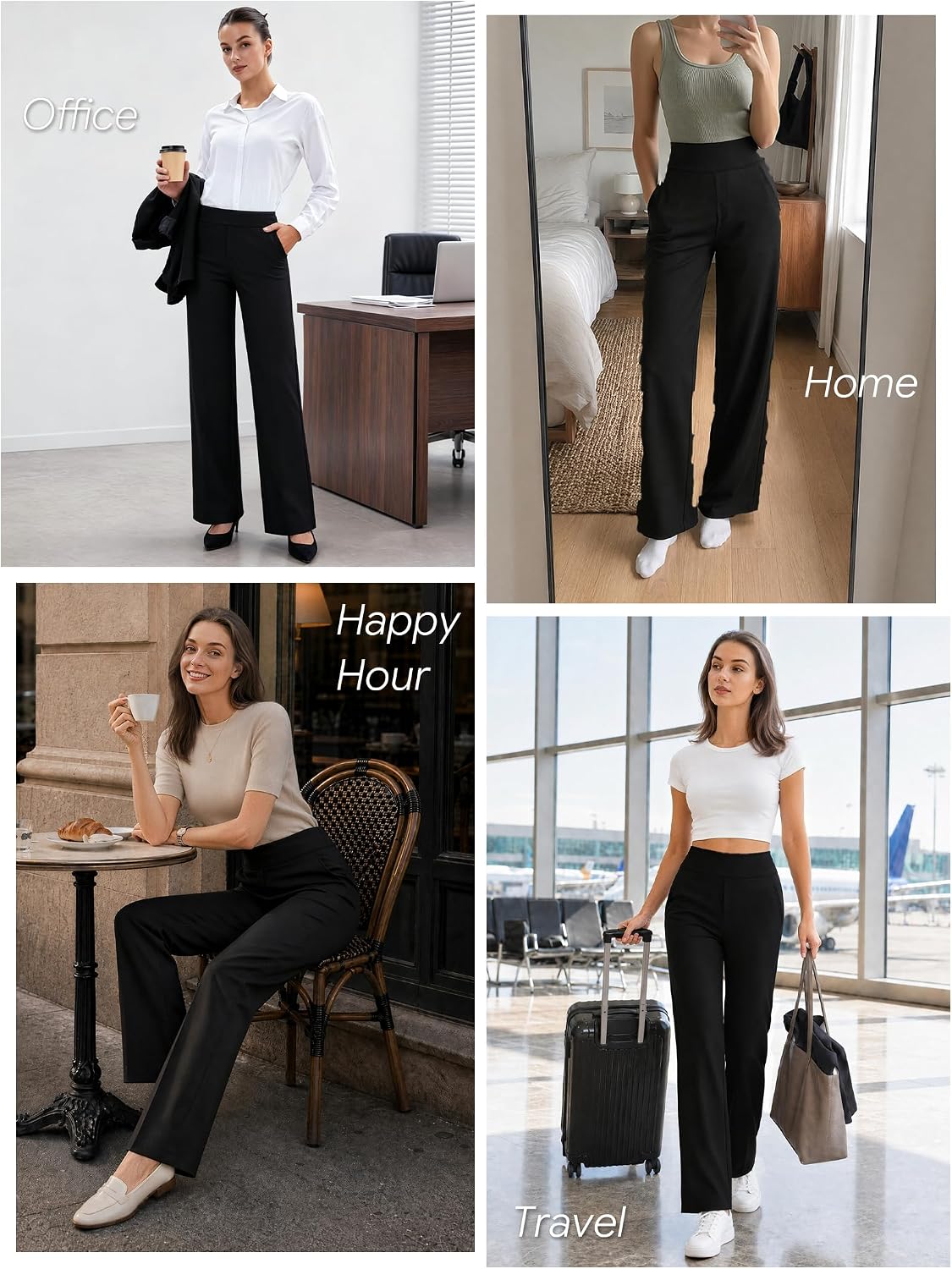 Womens Dress Pants Wide Leg Stretchy Work Slacks