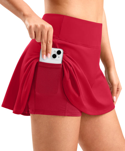 SANTINY Skorts for Women Pleated Tennis Golf Skirts High Waisted Stretch Athletic Skorts Pockets for Pickball