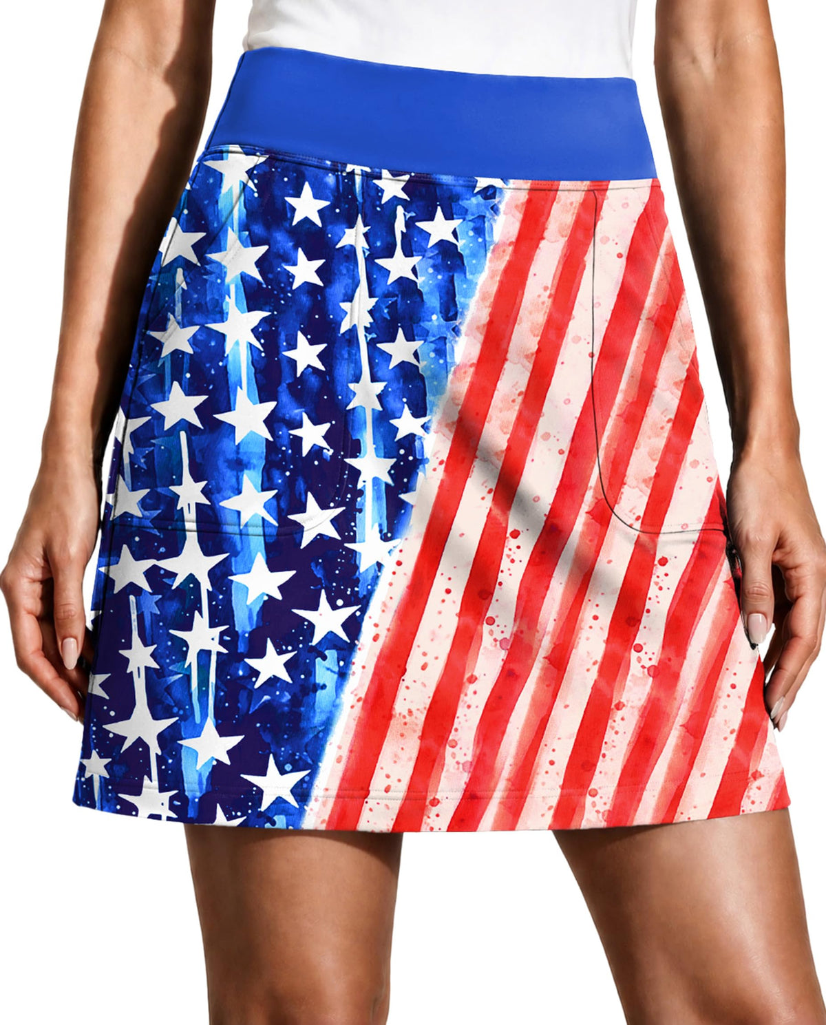 PINSPARK 17" Golf Skorts for Woman High Waisted Tennis Skirt with 4 Pockets