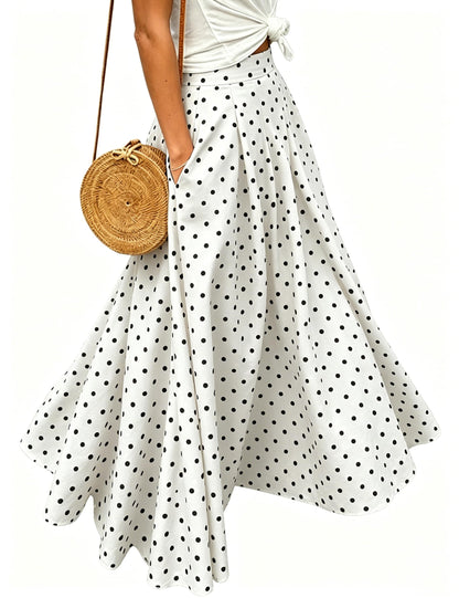 Women's Gingham Plaid Maxi Skirt High Waist A-Line Pleated Long Skirt