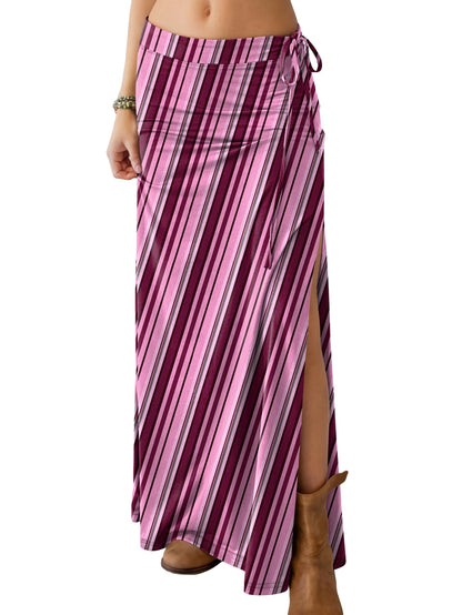ANRABESS Womens High Waisted Side Slit Maxi Skirts