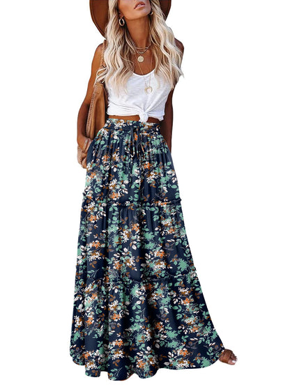 onlypuff Maxi Skirts for Women Boho Western Long Skirt Trendy Fall Outfits