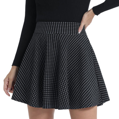 DJT Fashion Shorts for Women Basic Versatile Skorts Casual Stretchy Flared Skater Golf Tennis Mini Skirts with Shorts
