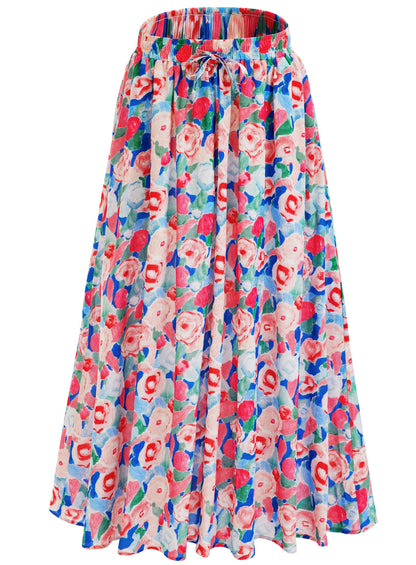 Maxi Skirt for Women Floral Boho A-line Long Summer Skirts