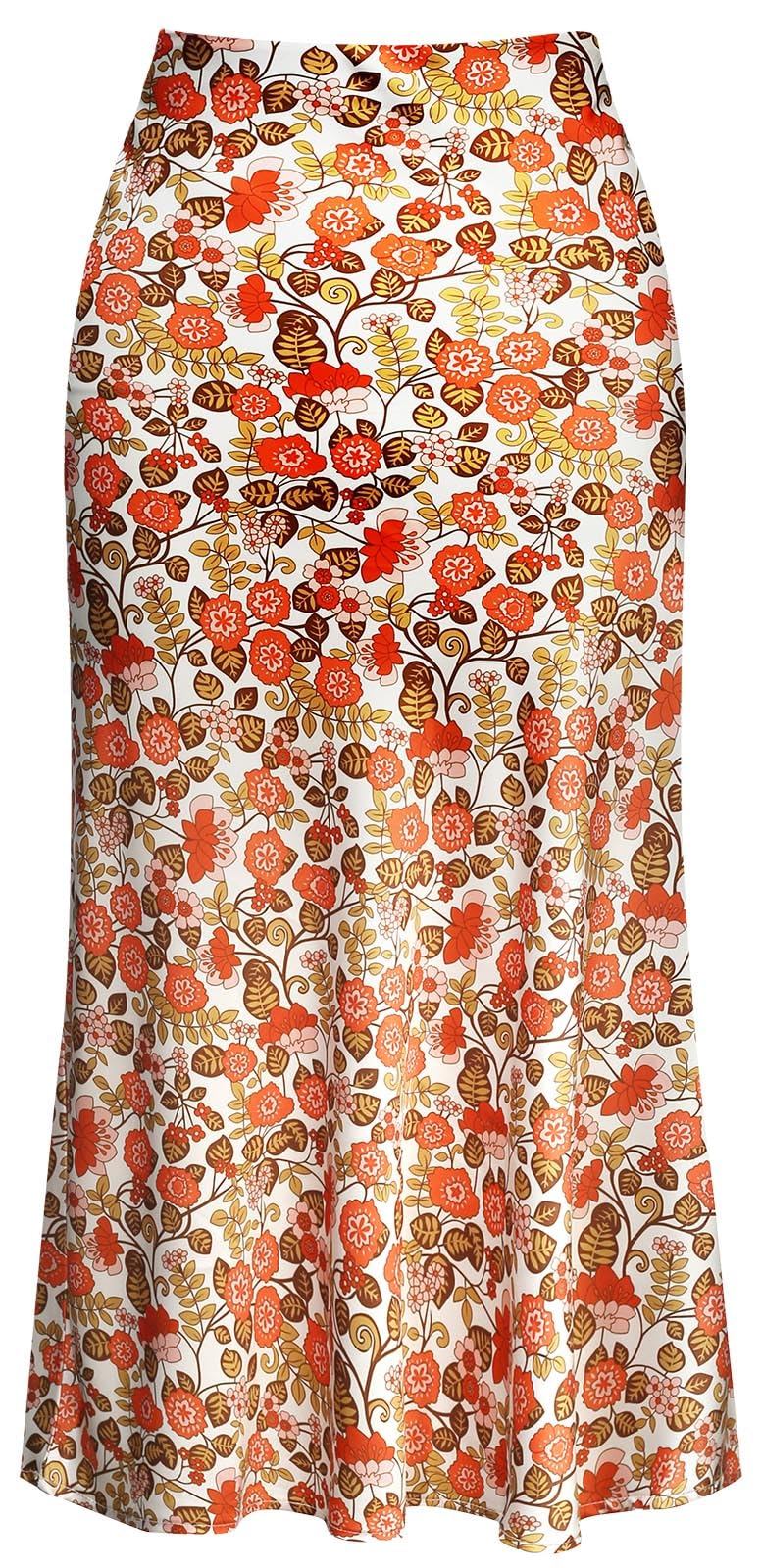 Keasmto Leopard Skirt for Women Midi Length High Waist Silk Satin Elasticized Cheetah Casual Ladies Skirts