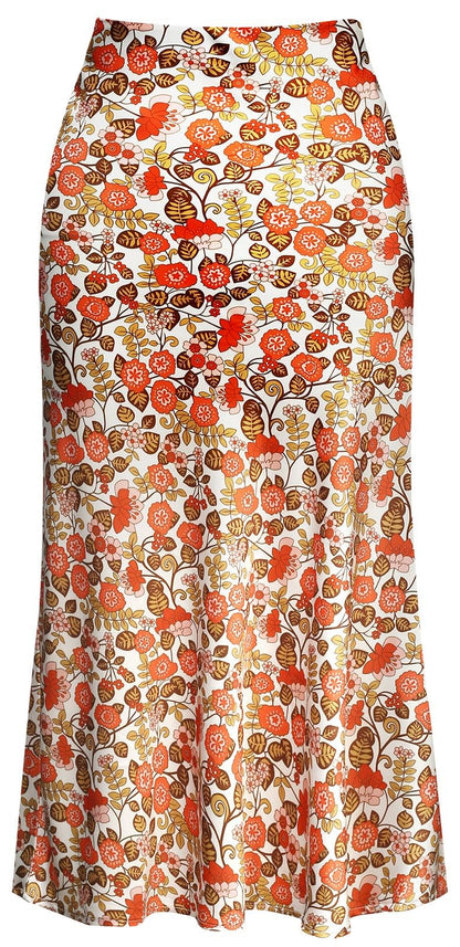 Keasmto Leopard Skirt for Women Midi Length High Waist Silk Satin Elasticized Cheetah Casual Ladies Skirts