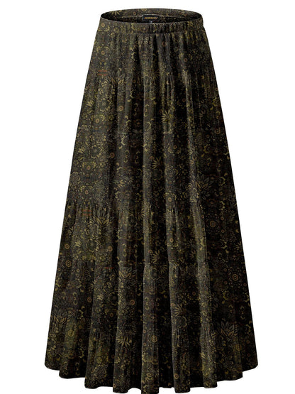 NASHALYLY Women's Chiffon Elastic High Waist Pleated A-Line Maxi Skirts