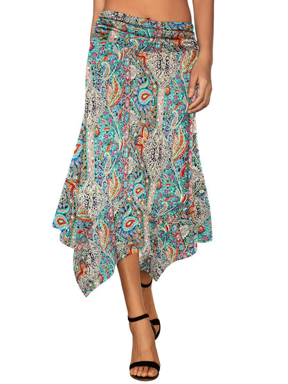 DJT Women's Flowy Handkerchief Hemline Midi Skirt