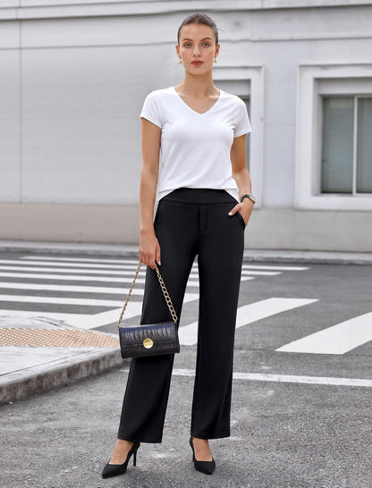 Womens Dress Pants Wide Leg Stretchy Work Slacks