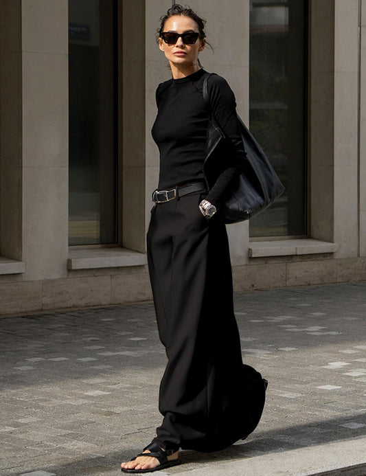 Women's Long Maxi Skirt Elegant High Waist H Line Long Straight Maxi Skirts for Women Casual Floor Pencil Skirt with Pockets