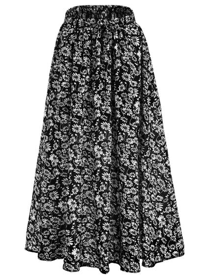 Maxi Skirt for Women Floral Boho A-line Long Summer Skirts