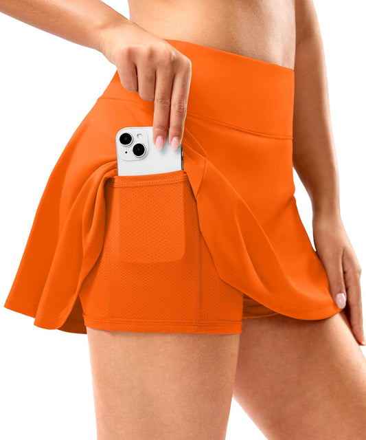 SANTINY Skorts for Women Pleated Tennis Golf Skirts High Waisted Stretch Athletic Skorts Pockets for Pickball